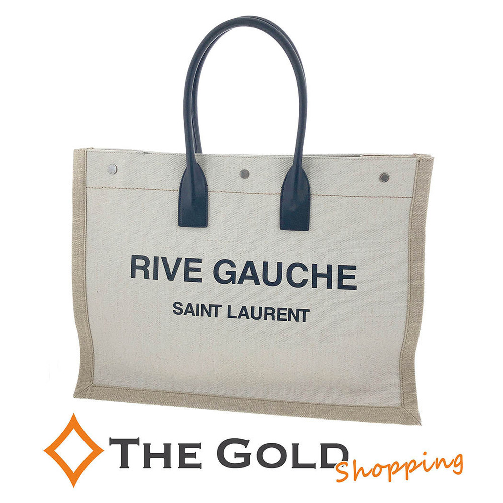 Saint Laurent Rive Gauche Shoulder Leather Tote Bag Black